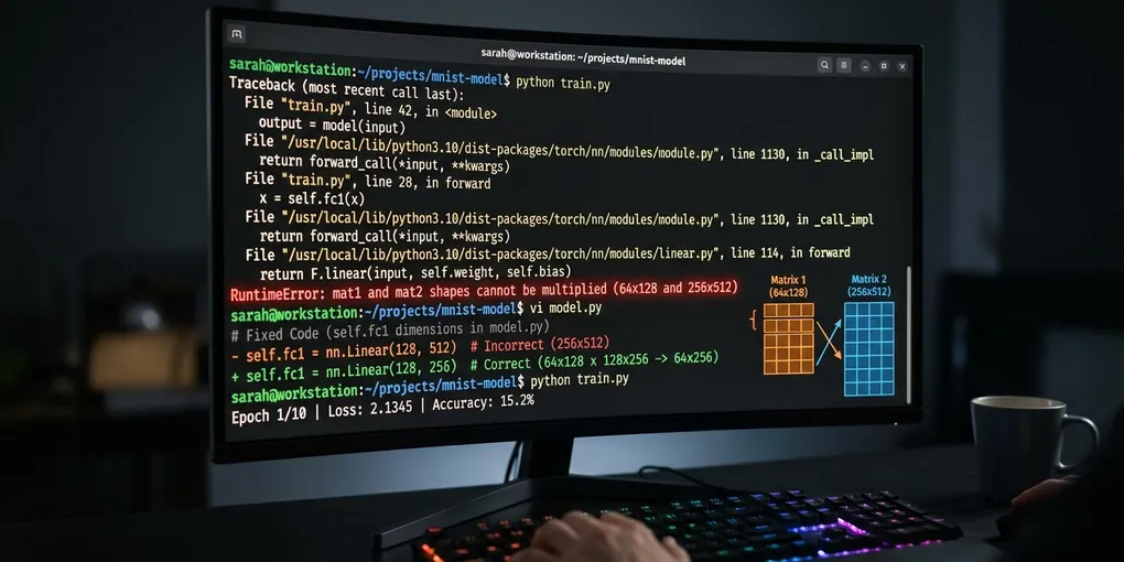 How to Fix 'RuntimeError: mat1 and mat2 shapes cannot be multiplied' in PyTorch on Linux