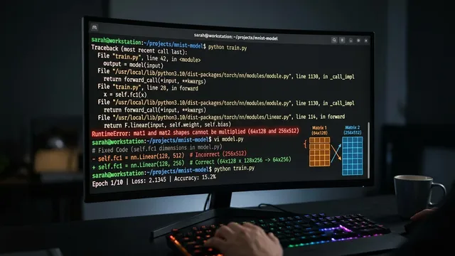 How to Fix 'RuntimeError: mat1 and mat2 shapes cannot be multiplied' in PyTorch on Linux